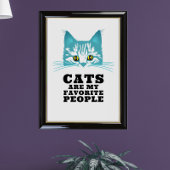 Leuke moderne sarcastische turquoise kat zwart vet poster