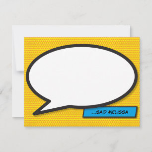 Leuke moderne spraakballon gepersonaliseerd notitiekaartje