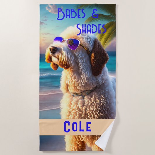 Leuke Moderne Trendy Leuke Goldendoodle Hond Tropi Strandlaken (Voorkant)