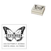 Leuke Moderne Vlinder Achternaam Retouradres Rubberstempel (Gestempeld)