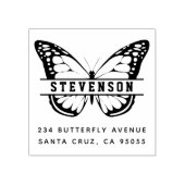 Leuke Moderne Vlinder Achternaam Retouradres Rubberstempel (Afrduk)