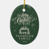 Leuke Moderne Vrolijke Kerstboom Script Typografie Keramisch Ornament (Voorkant)