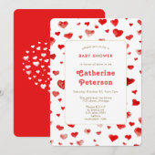 Leuke moderne Waterverf rode harten Kaart (Voorkant / Achterkant)