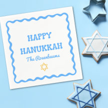 Leuke moderne Wavy Border Blue Hanukkah Party serv