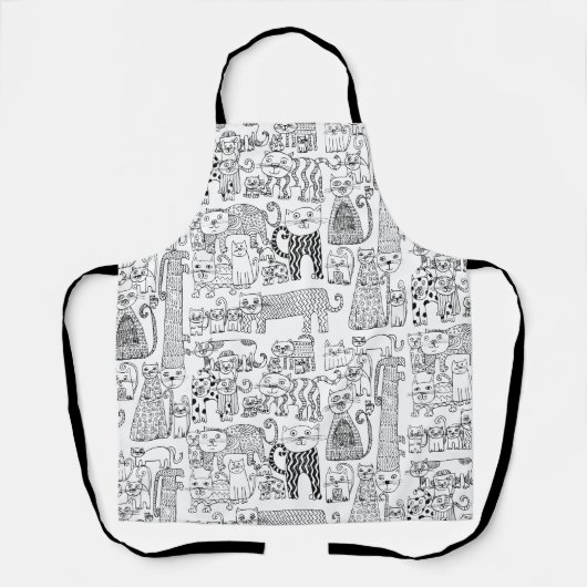 Leuke moderne zwart-witte katten en kittens schort (Voorkant)