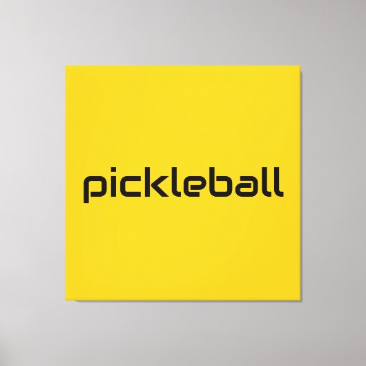 Leuke moderne zwarte PICKLEBALL tekst op fel geel Canvas Afdruk (Voorkant)