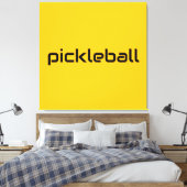 Leuke moderne zwarte PICKLEBALL tekst op fel geel Canvas Afdruk (Insitu (Slaapkamer))