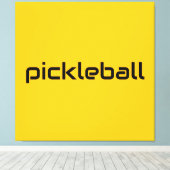 Leuke moderne zwarte PICKLEBALL tekst op fel geel Canvas Afdruk (Insitu (Houten vloer))