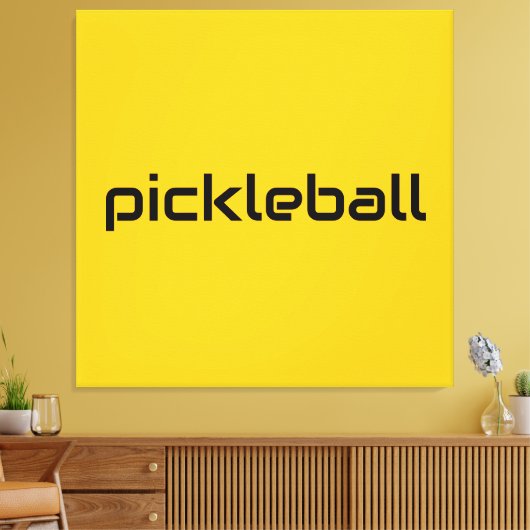 Leuke moderne zwarte PICKLEBALL tekst op fel geel Canvas Afdruk (Insitu (Woonkamer))
