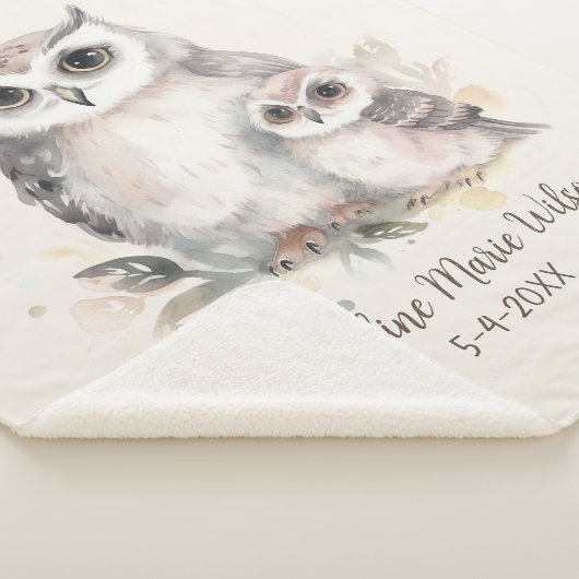 Leuke Moeder Baby Uil Naam GeboorteDatum Sherpa Deken (3/4)