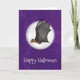 Leuke moeder en baby vleermuis Halloween kaart