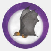 Leuke moeder en baby vleermuis ronde stickers (Voorkant)