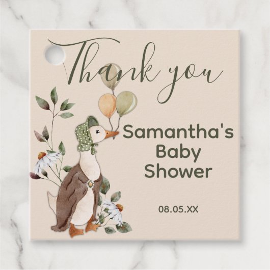 Leuke moeder gans madeliefjes Baby shower dank u Bedankjes Labels (Voorkant)