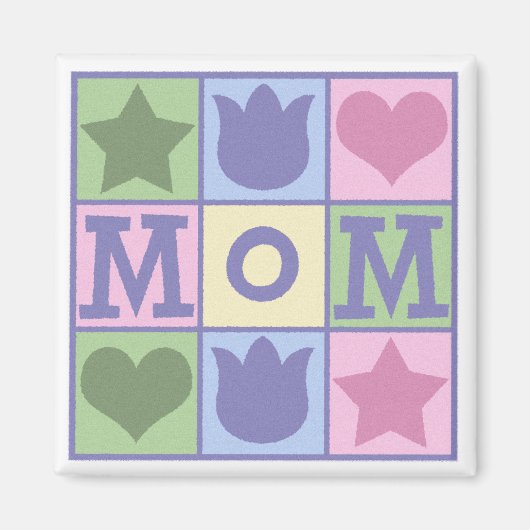 Leuke Moeder Quilt Squares Vierkante Magnet Magneet (Voorkant)