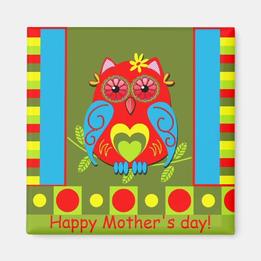 Leuke Moederdag magneet met Uil (Voorkant)