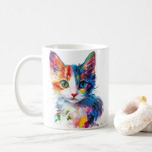 Leuke mok met kleurrijk kattengezicht - Cadeau voo