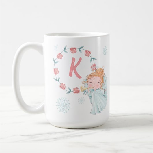 Leuke Monogram Engel Kerstmis Koffiemok (Links)