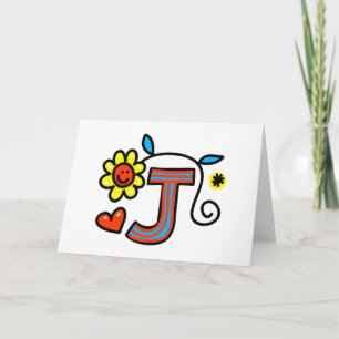 Leuke Monogram Letter J groet tekst expressie Notitiekaartje