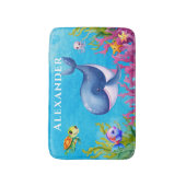 Leuke Monogram Naam Kustschildpad en walvis Zee Badmat (Voorkant Verticaal)