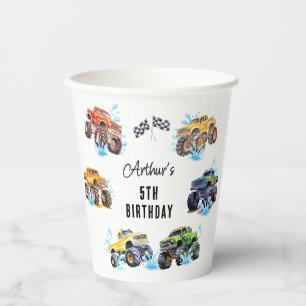 Leuke Monster Truck Verjaardags Zwembad Feestje Papieren Bekers