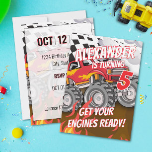 Leuke Monster Truck Verjaardagsfeest Uitnodiging