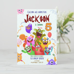 Leuke monster verjaardagsfeest uitnodigingskaart kaart
