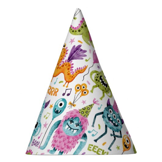 Leuke Monsters Verjaardagsfeestpatroon Feesthoedjes (Rechts)