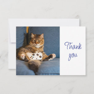 Leuke Moppige Kitten Kat Gamer Gamen  Dank Je Bedankkaart