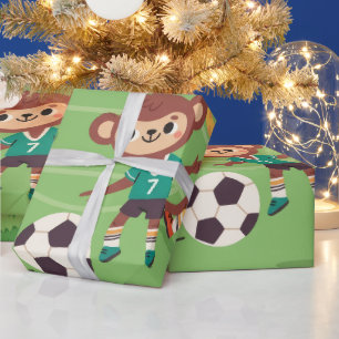 Leuke Moppige Voetbal Dieren Cadeaupapier