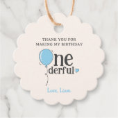 Leuke Mr Onederful blauwe ballon dank u Bedankjes Labels (Voorkant)