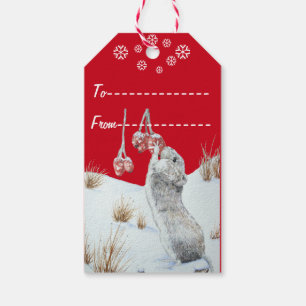 Leuke muis en het rode art. van het de scènewild cadeaulabel