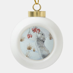 Leuke muis en het rode art. van het de scènewild keramische bal ornament