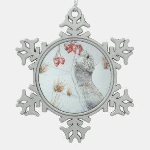 Leuke muis en het rode art. van het de scènewild tin sneeuwvlok ornament