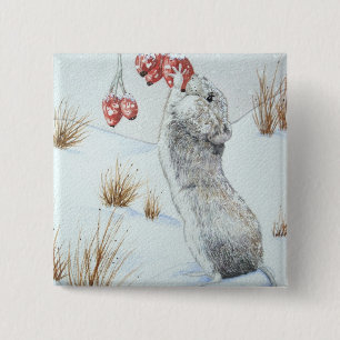 Leuke muis en het rode de scènewild van de vierkante button 5,1 cm
