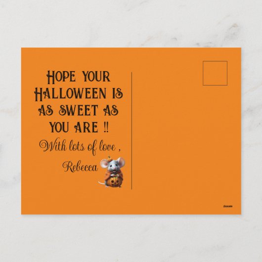 Leuke muis Halloween gepersonaliseerde aangepaste Feestdagenkaart (Achterkant)