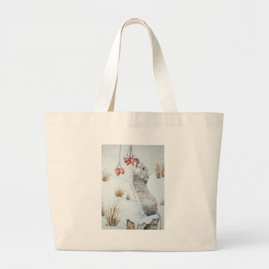 Leuke muis sneeuwscène wildlife art bag grote tote bag (Voorkant)