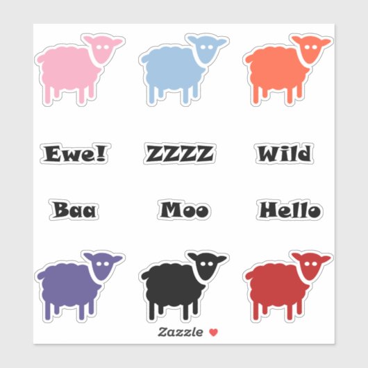 Leuke Multicolor Sheep Sticker Pack (Vel)