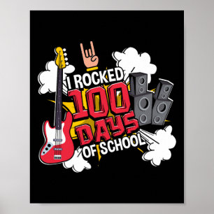 Leuke muziek gitaar Ik rockte 100 dagen van de sch Poster