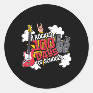 Leuke muziek gitaar Ik rockte 100 dagen van de sch Ronde Sticker