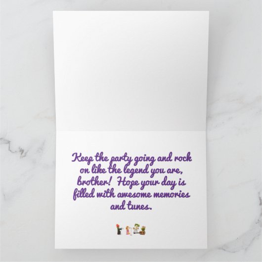 Leuke muziek verjaardagskaart broer eten grappige kaart (Binnen)