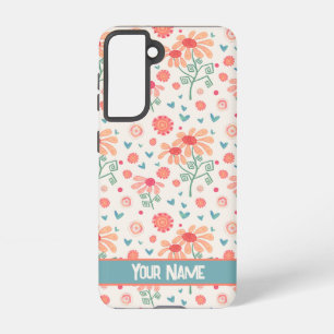 Leuke naam Bloemen Inspirivity Custom Roze Samsung Galaxy Hoesje