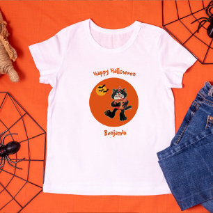 Leuke naam Halloween Schattige Black Cat Moon Bats Kinder Shirts