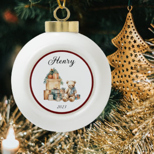 Leuke naam kerst Teddy Keramische Bal Ornament