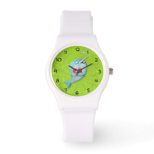 Leuke Narwhal met Hart Horloge (Voorkant)