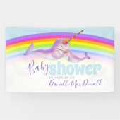 Leuke narwhal moeder en baby regenboog baby shower spandoek (Horizontaal)