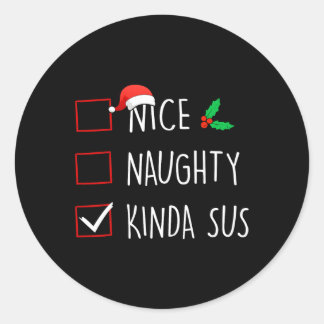 Leuke Naughty Kinda Sus Christmas Family Matching Ronde Sticker