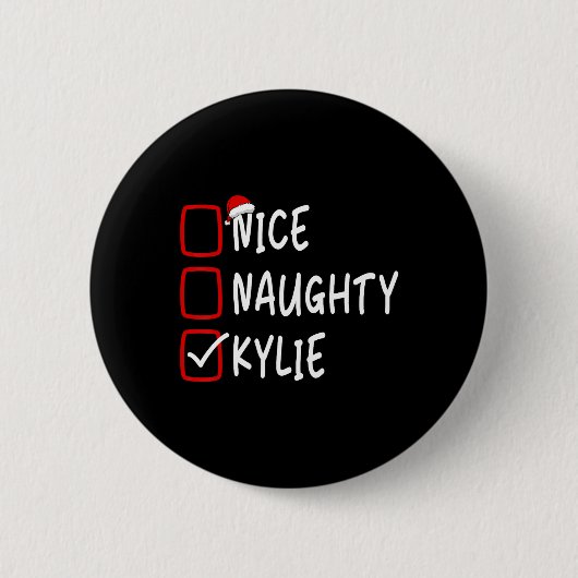 Leuke Naughty Kylie Gepersonaliseerde Naam Kerst C Ronde Button 5,7 Cm (Voorkant)