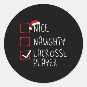 Leuke Naughty Lacrosse Spelerslijst Kerstman Ronde Sticker