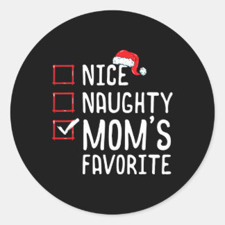 Leuke Naughty Mom's favoriete kerstlijst Ronde Sticker