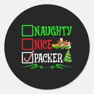 Leuke Naughty Packer Kerstlijst Ronde Sticker